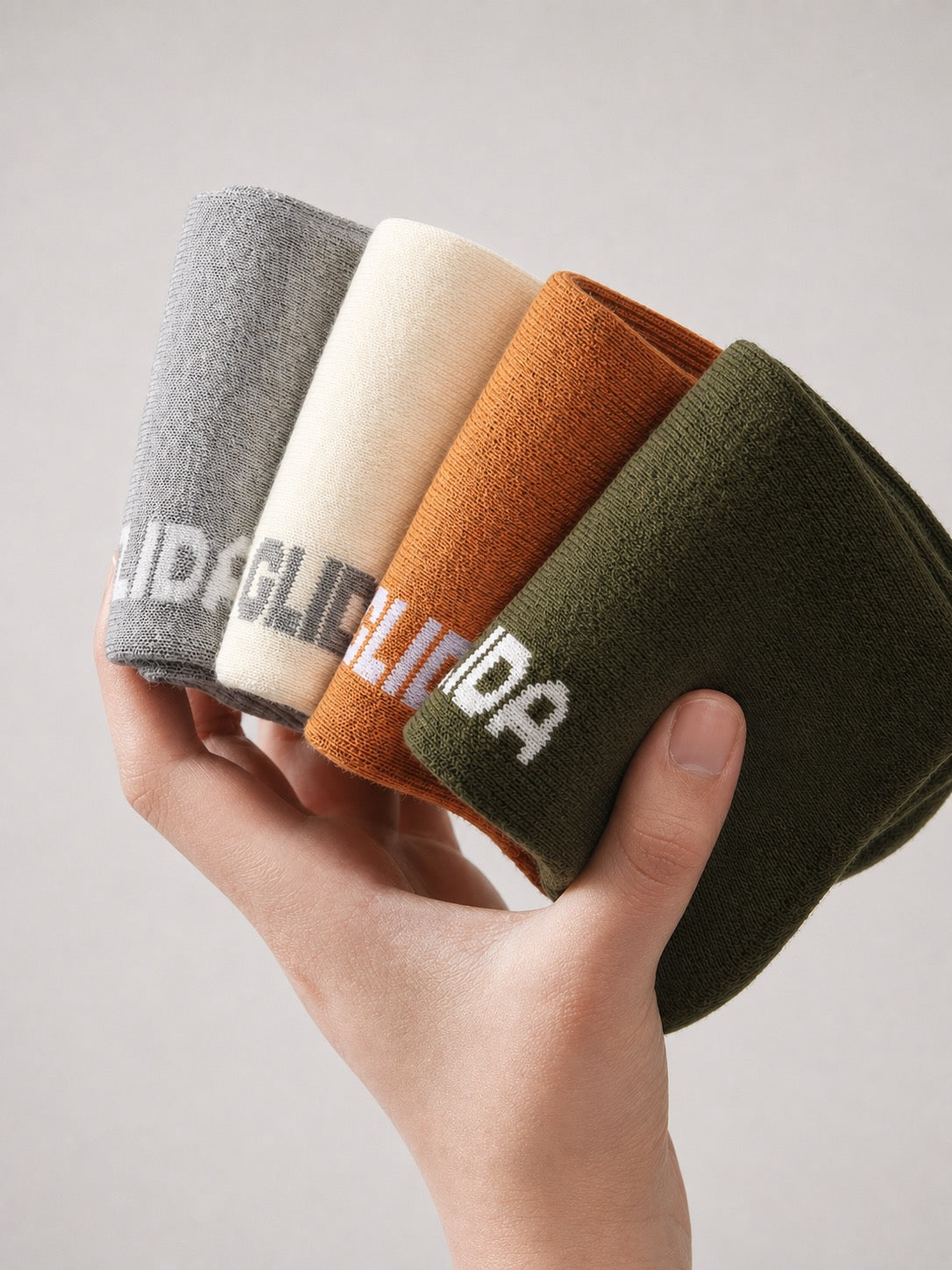 Glida crew socks fanned out